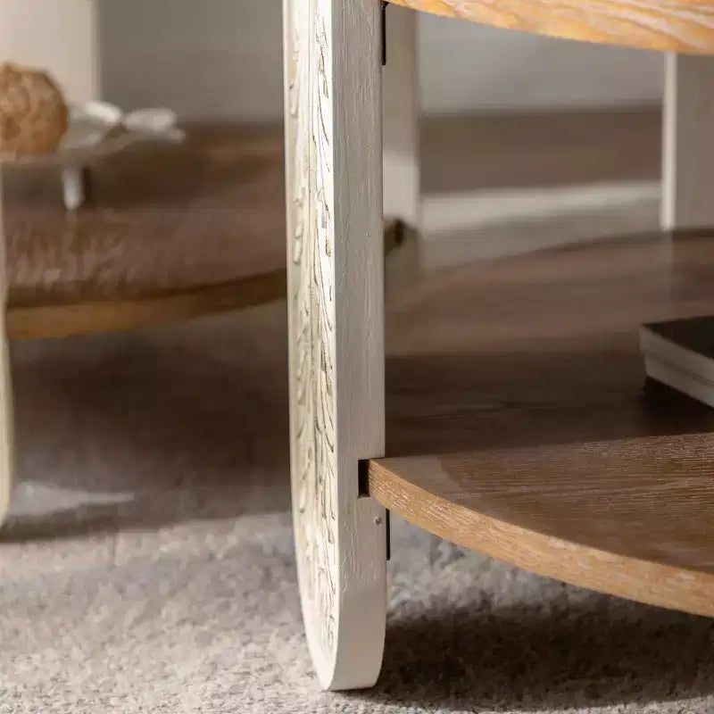 Table basse GDFStudio rétro en bois sculpté à double épaisseur de 32 po