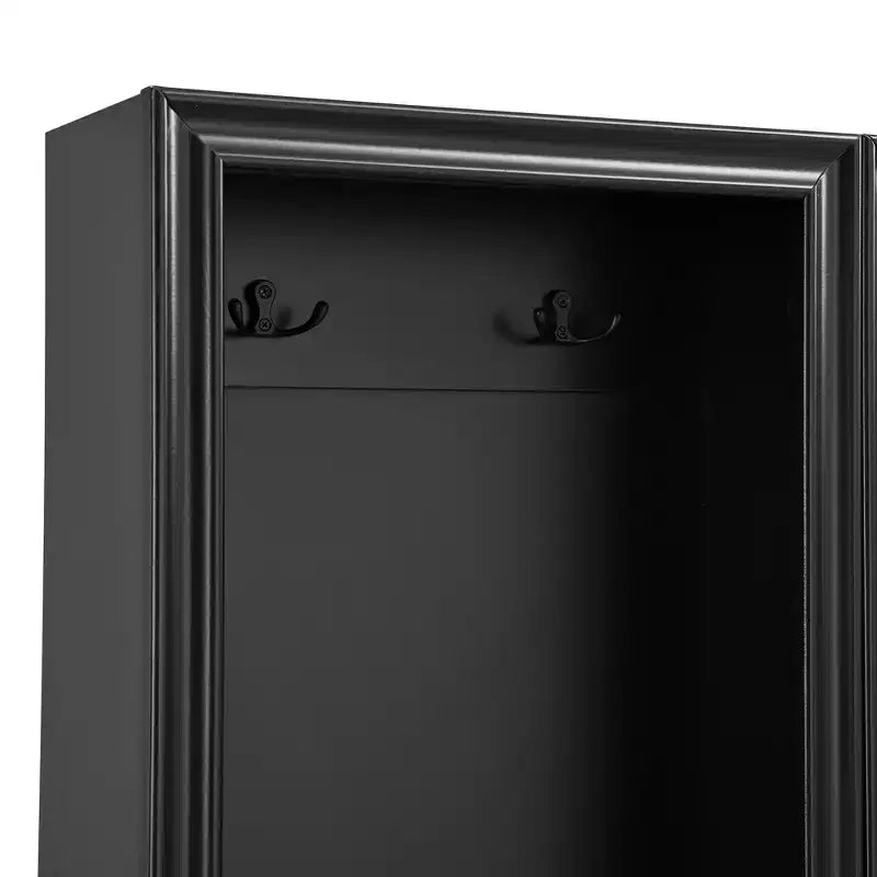 Whisen Elegant Free Standing Hall Tree Set of 2, Multifunctional 3-IN-1 Entryway Coat Rack with Black Retro Handles
