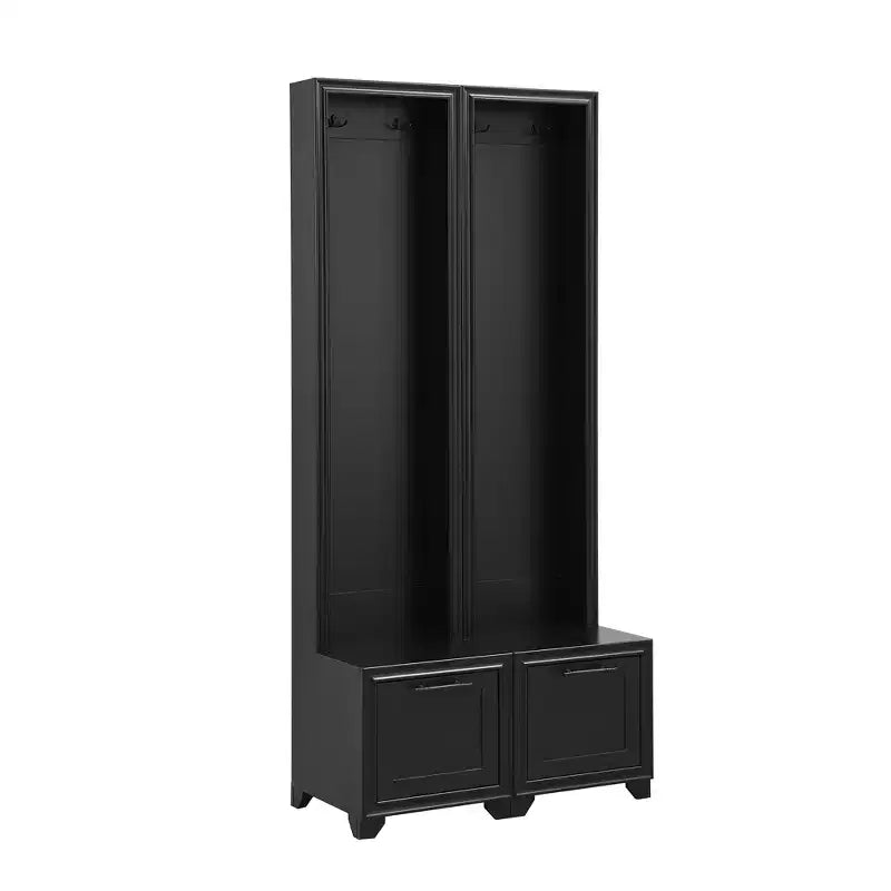 Whisen Elegant Free Standing Hall Tree Set of 2, Multifunctional 3-IN-1 Entryway Coat Rack with Black Retro Handles