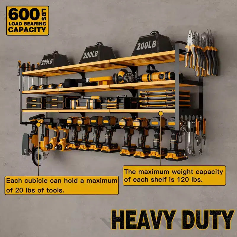 Hausource 4-Tier Large Power Tool Organizer - 12 Drill Holder, Workshop Storage Rack
