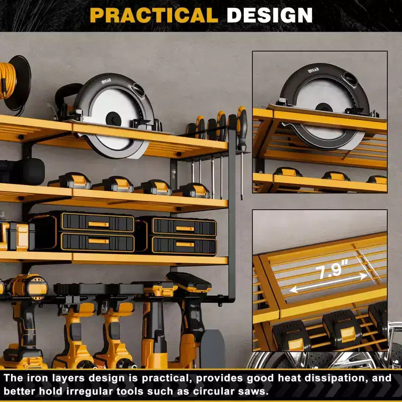 Hausource 4-Tier Large Power Tool Organizer - 12 Drill Holder, Workshop Storage Rack