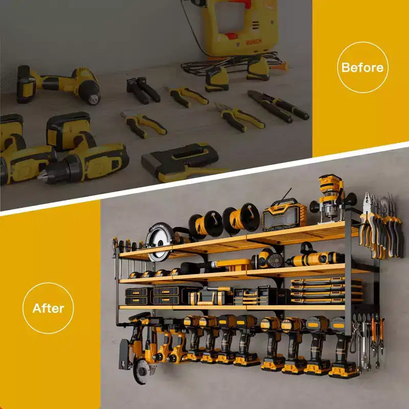 Hausource 4-Tier Large Power Tool Organizer - 12 Drill Holder, Workshop Storage Rack