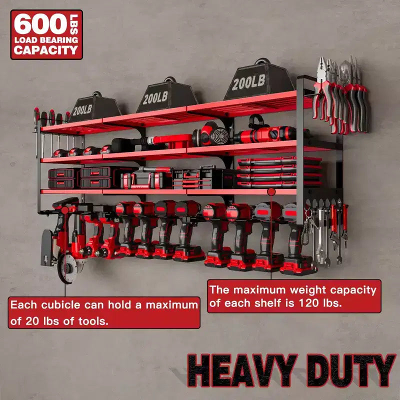 Hausource 4-Tier Large Power Tool Organizer - 12 Drill Holder, Workshop Storage Rack