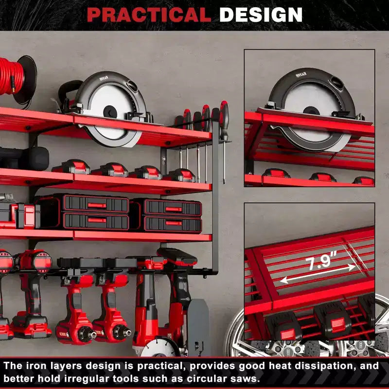 Hausource 4-Tier Large Power Tool Organizer - 12 Drill Holder, Workshop Storage Rack