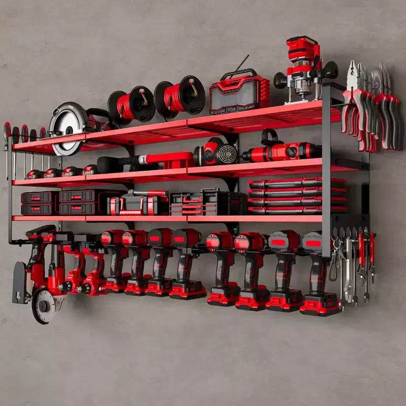 Hausource 4-Tier Large Power Tool Organizer - 12 Drill Holder, Workshop Storage Rack