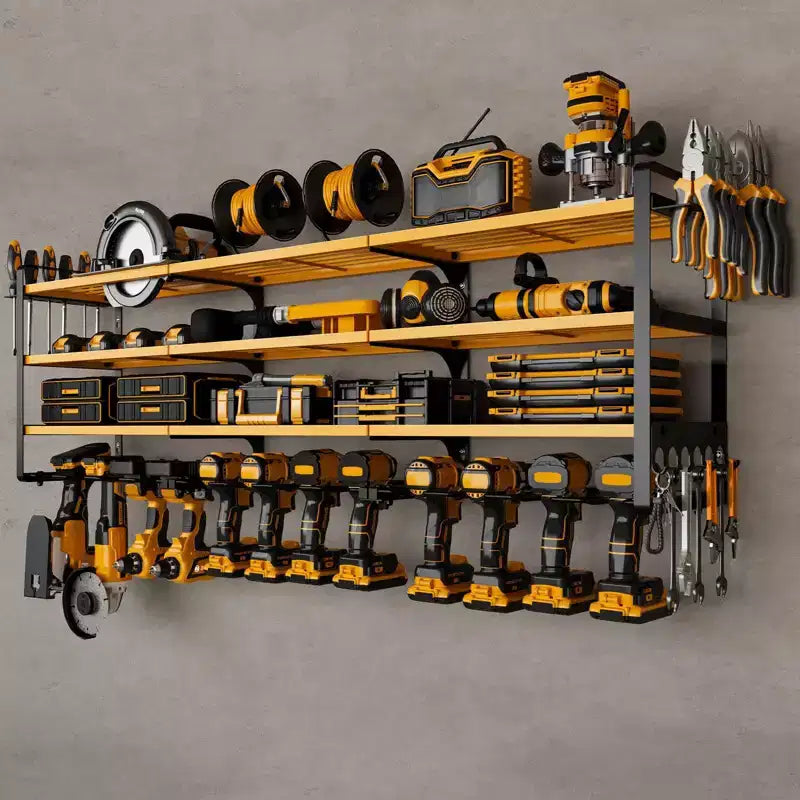Hausource 4-Tier Large Power Tool Organizer - 12 Drill Holder, Workshop Storage Rack