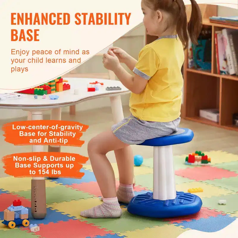 VEVOR Tabouret oscillant pour enfants, tabouret actif avec coussin en éponge, tabouret à bascule améliore la concentration, la posture et le calme des enfants, 3-7 ans, bleu