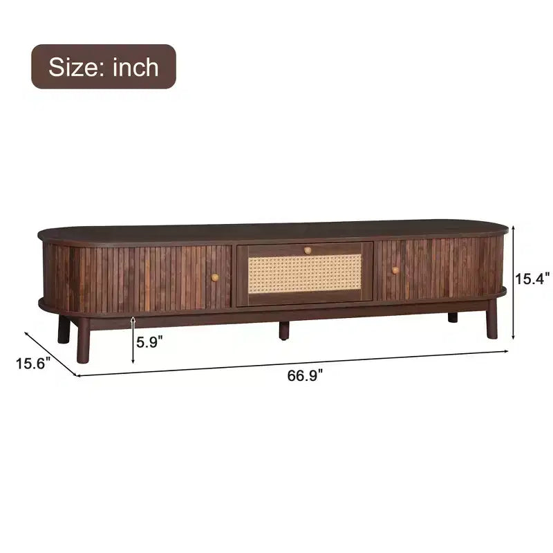 Mid Century Modern TV Stand, Fluted Entertainment Center for TVs up to 75, Media Console with 2 Doors and Drawer