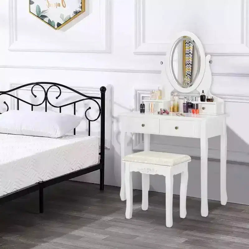 Karl Home | Coiffeuse avec bande lumineuse LED tactile et tabouret