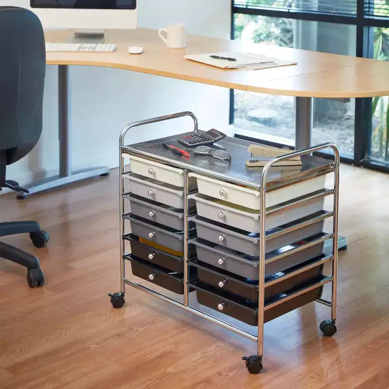 ECR4Kids 12-Drawer Value Mobile Storage Utility Cart, Craft Organizer,