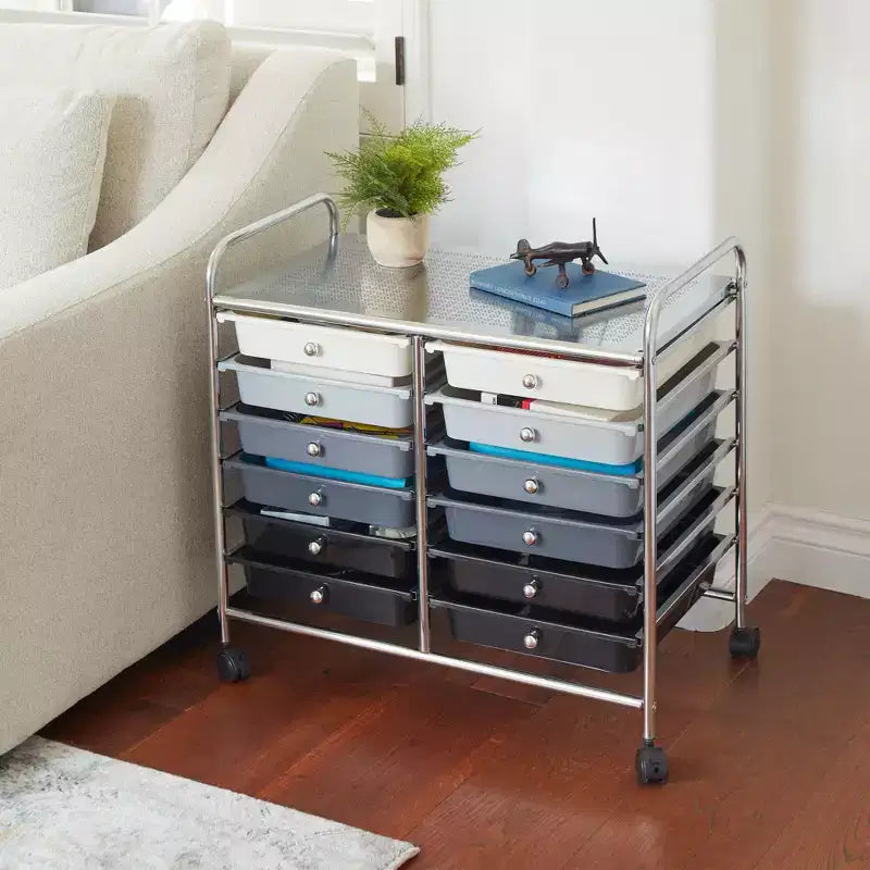 ECR4Kids 12-Drawer Value Mobile Storage Utility Cart, Craft Organizer,