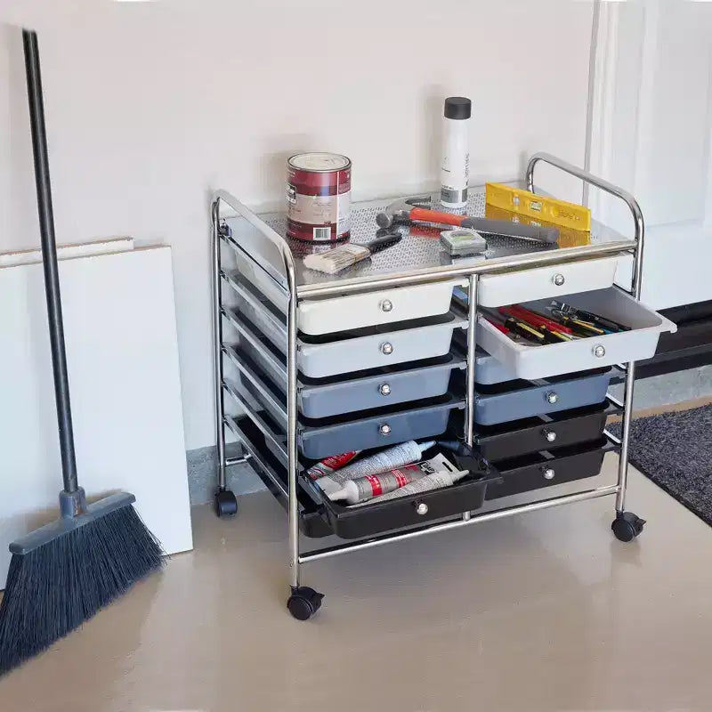 ECR4Kids 12-Drawer Value Mobile Storage Utility Cart, Craft Organizer,