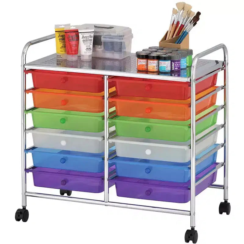 ECR4Kids 12-Drawer Value Mobile Storage Utility Cart, Craft Organizer,
