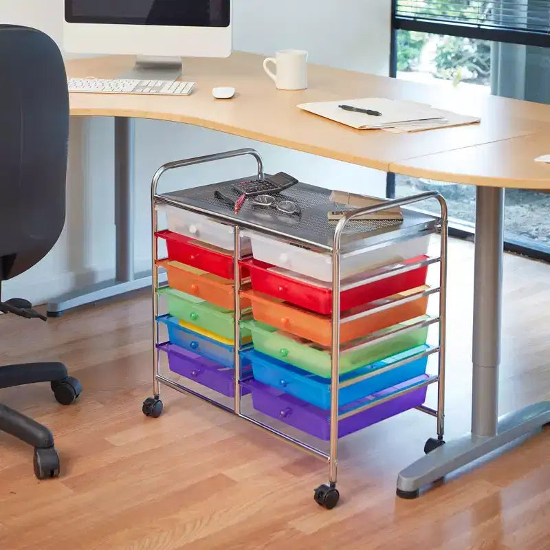 ECR4Kids 12-Drawer Value Mobile Storage Utility Cart, Craft Organizer,