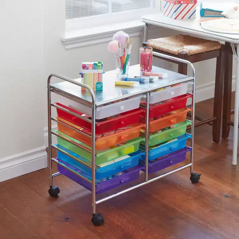 ECR4Kids 12-Drawer Value Mobile Storage Utility Cart, Craft Organizer,