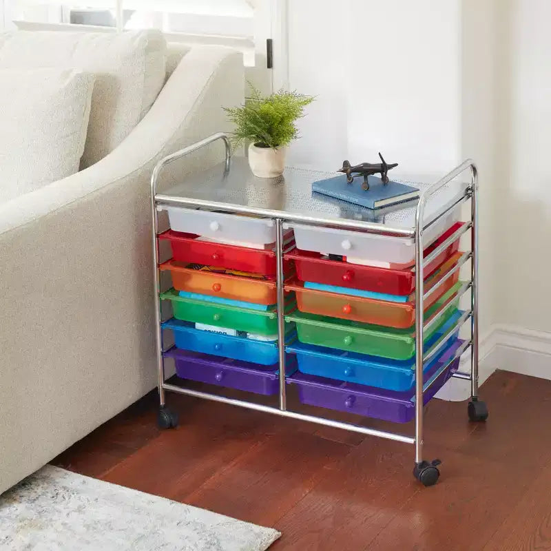 ECR4Kids 12-Drawer Value Mobile Storage Utility Cart, Craft Organizer,