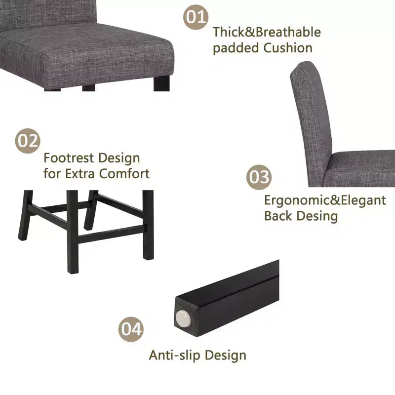 5-Piece Counter Height Table Set with 4 Chairs, Counter Height Table Set for 4 with Chairs