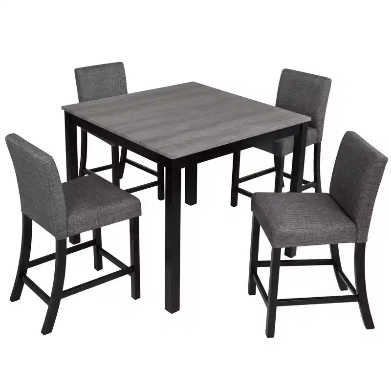 5-Piece Counter Height Table Set with 4 Chairs, Counter Height Table Set for 4 with Chairs