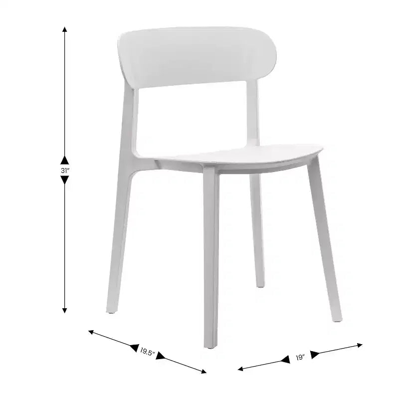 Flash Furniture Dover Set of 2 Indoor-Outdoor Stacking Patio Chairs with Curved Backrests, Commercial All-Weather Resin Chairs
