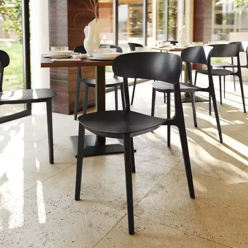 Flash Furniture Dover Set of 2 Indoor-Outdoor Stacking Patio Chairs with Curved Backrests, Commercial All-Weather Resin Chairs
