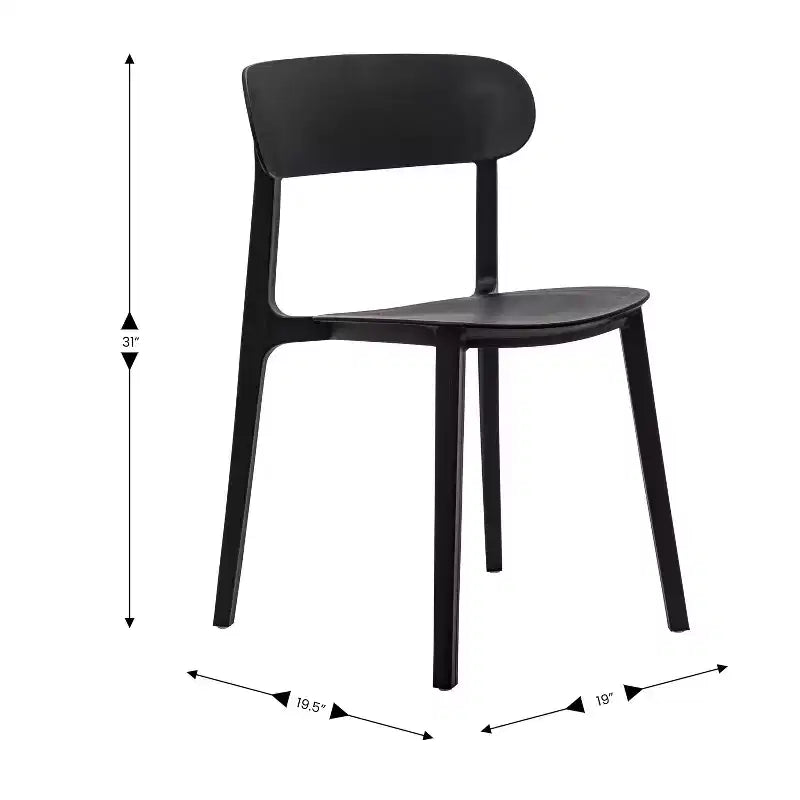 Flash Furniture Dover Set of 2 Indoor-Outdoor Stacking Patio Chairs with Curved Backrests, Commercial All-Weather Resin Chairs
