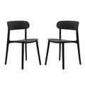 Flash Furniture Dover Set of 2 Indoor-Outdoor Stacking Patio Chairs with Curved Backrests, Commercial All-Weather Resin Chairs