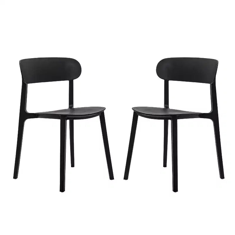 Flash Furniture Dover Set of 2 Indoor-Outdoor Stacking Patio Chairs with Curved Backrests, Commercial All-Weather Resin Chairs