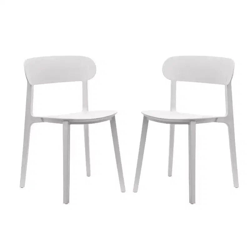 Flash Furniture Dover Set of 2 Indoor-Outdoor Stacking Patio Chairs with Curved Backrests, Commercial All-Weather Resin Chairs