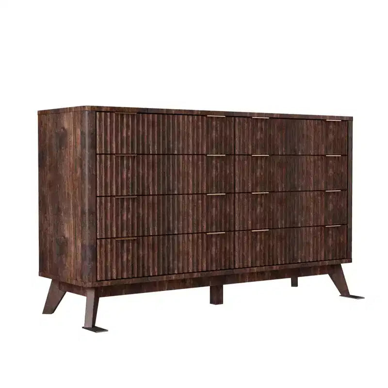 Fluted Dresser for Bedroom, Modern Drawer Chest with Faux Marble Top & Curved Profile, Wood Storage Organizer for Bedroom, Living Room