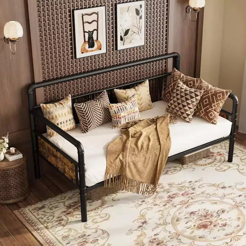 Garvee Stand-Up Twin Pop-Up Trundle Bed Frame with Locking Casters & Metal Slat Support