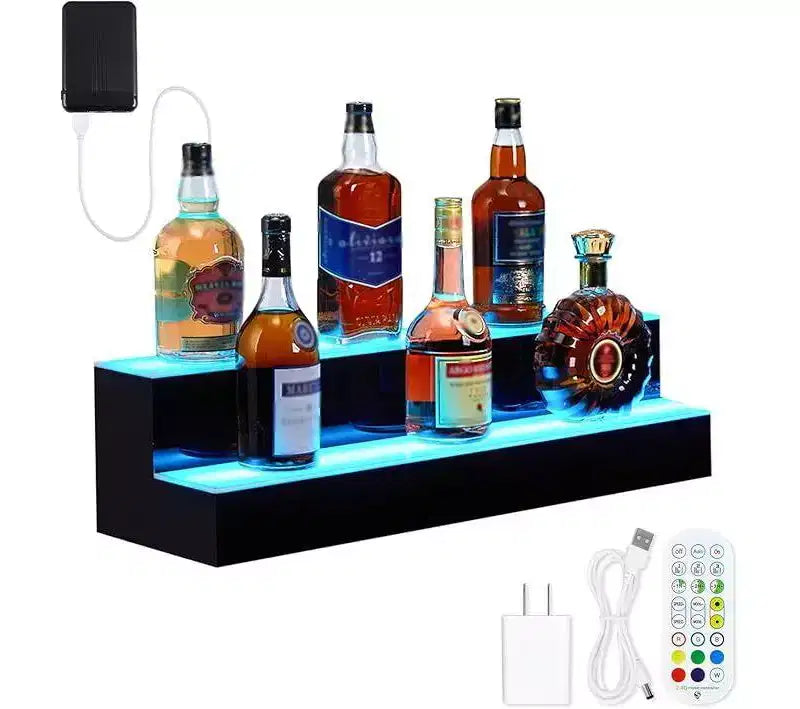 Garvee LED Liquor Bottle Display Shelf, 2 Tier 16 Inch Bottle Display Shelf Bar Shelves with Remote & App Control, 16 Colors, 4 Music Modes