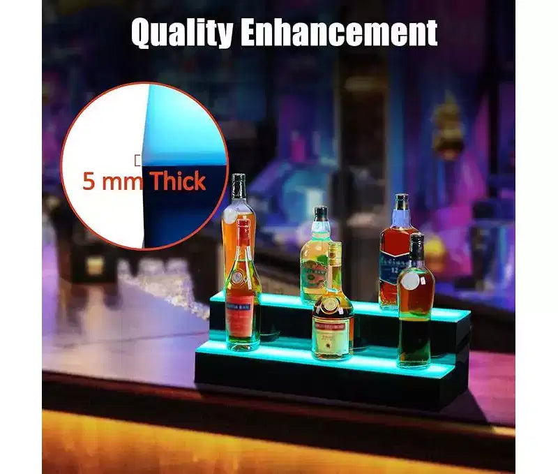 Garvee LED Liquor Bottle Display Shelf, 2 Tier 16 Inch Bottle Display Shelf Bar Shelves with Remote & App Control, 16 Colors, 4 Music Modes