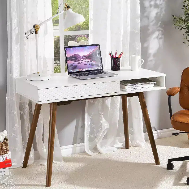 Bureau d'ordinateur avec tiroir, Bureau en bois pour la maison, Bureau d'étude moderne et simple