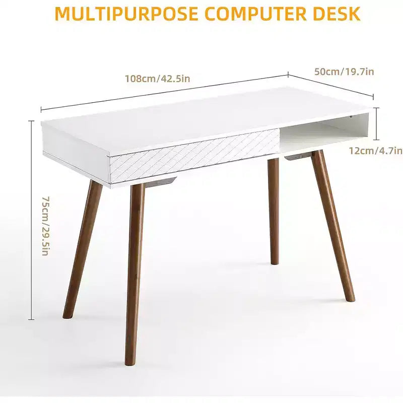 Bureau d'ordinateur avec tiroir, Bureau en bois pour la maison, Bureau d'étude moderne et simple