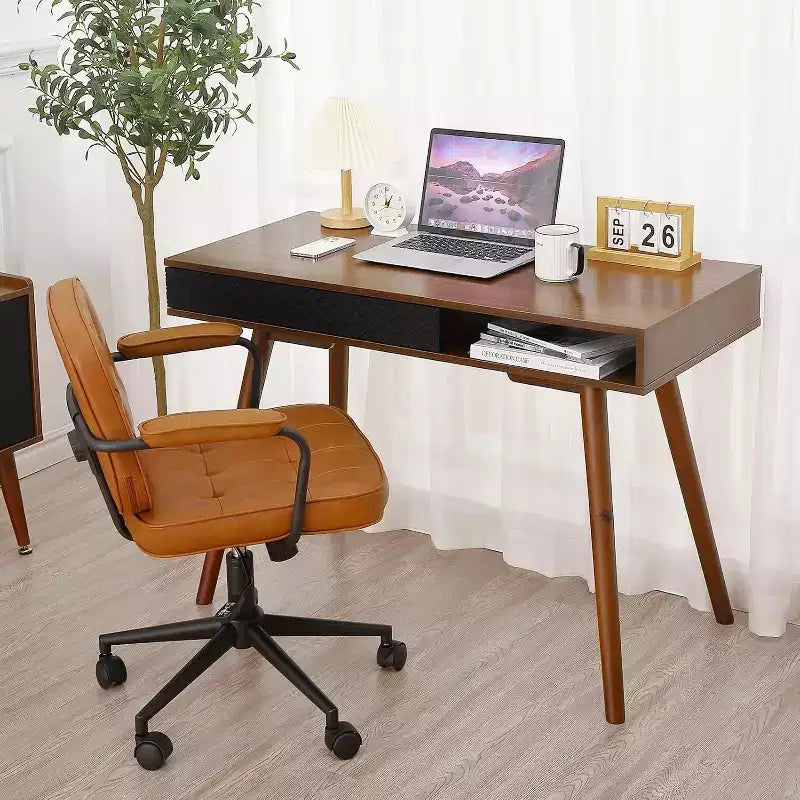 Bureau d'ordinateur avec tiroir, Bureau en bois pour la maison, Bureau d'étude moderne et simple