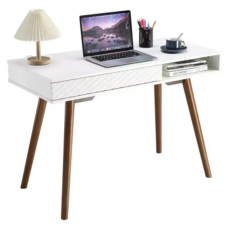 Computer Desk with Drawer, Wood Writing Home Desk, Modern Simple Study Desk