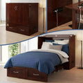 HomeStock Hamilton Twin XL Murphy Bed Chest with 6 Mattress, Storage Drawer & Built-In USB Charger, Walnut