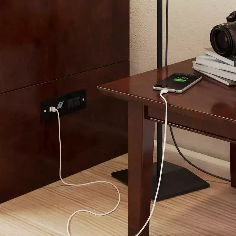 HomeStock Hamilton Twin XL Murphy Bed Chest with 6 Mattress, Storage Drawer & Built-In USB Charger, Walnut