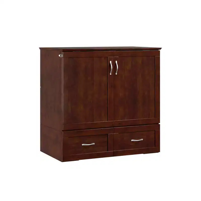 HomeStock Hamilton Twin XL Murphy Bed Chest with 6 Mattress, Storage Drawer & Built-In USB Charger, Walnut