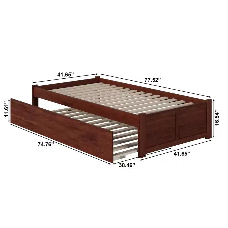 HomeStock Hamilton Twin XL Murphy Bed Chest with 6 Mattress, Storage Drawer & Built-In USB Charger, Walnut