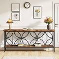 MAYEERTY 2-Tier Console Table High-Grade Particle Board Steel 198Lbs Capacity Adjustable Foot Pads