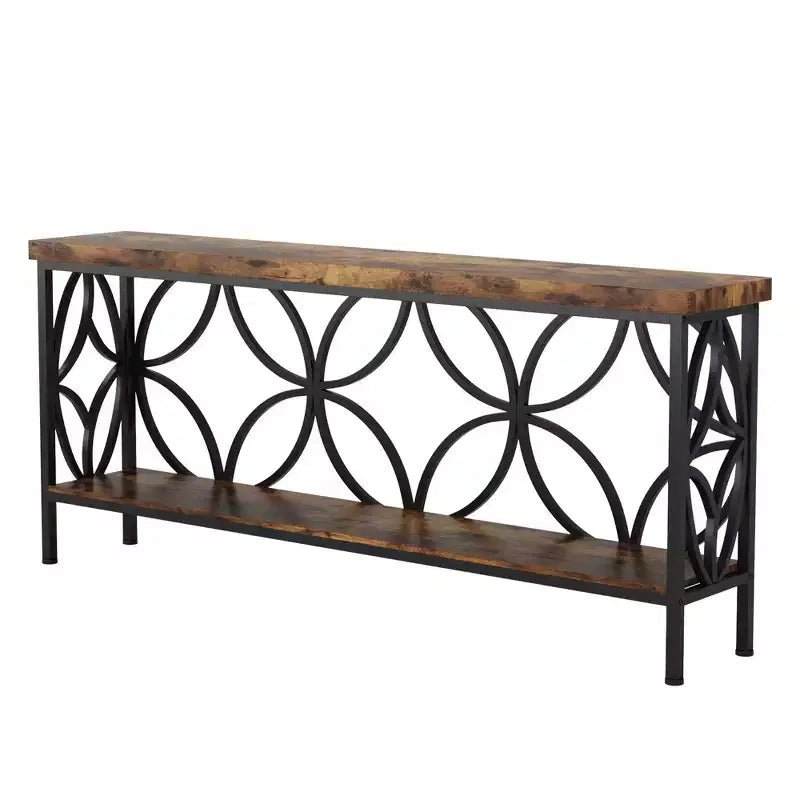 MAYEERTY 2-Tier Console Table High-Grade Particle Board Steel 198Lbs Capacity Adjustable Foot Pads