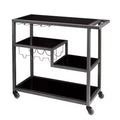 Holly & Martin Zephs Bar Cart - Gunmetal Gray w/ Black Glass - SEI
