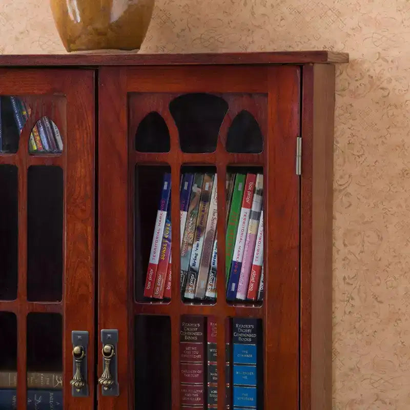 Meuble de rangement pour médias avec vitres - Cerisier - SEI