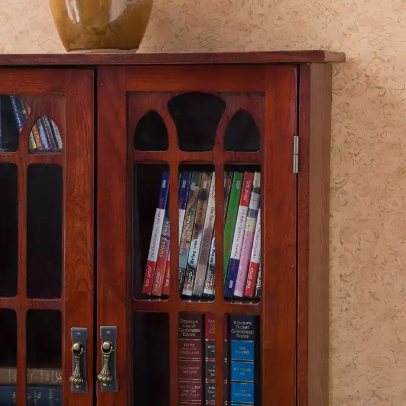 Meuble de rangement pour médias avec vitres - Cerisier - SEI