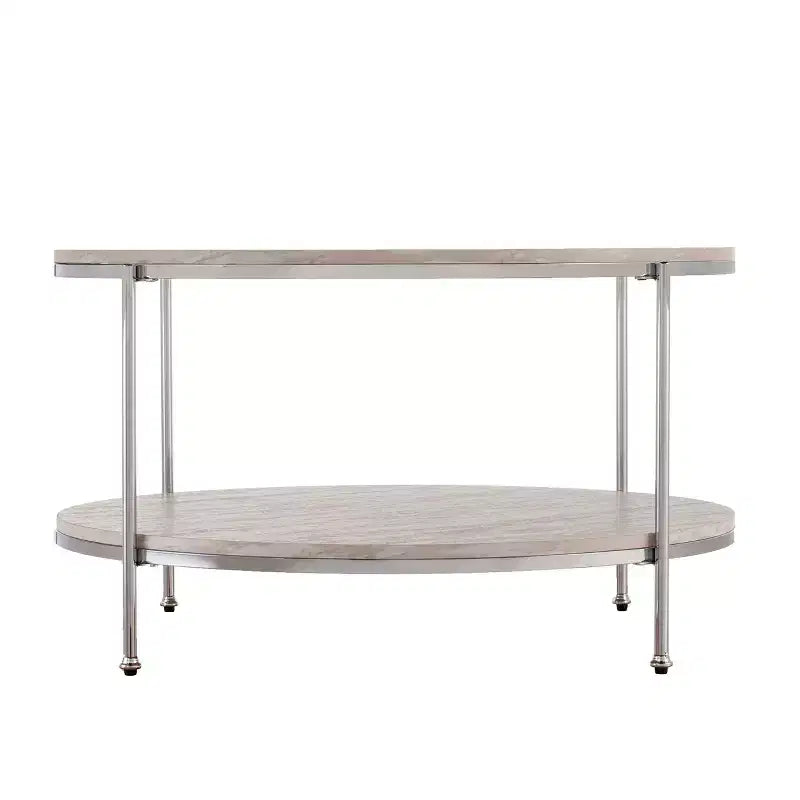 Silas Round Faux Stone Cocktail Table - Charcoal - SEI