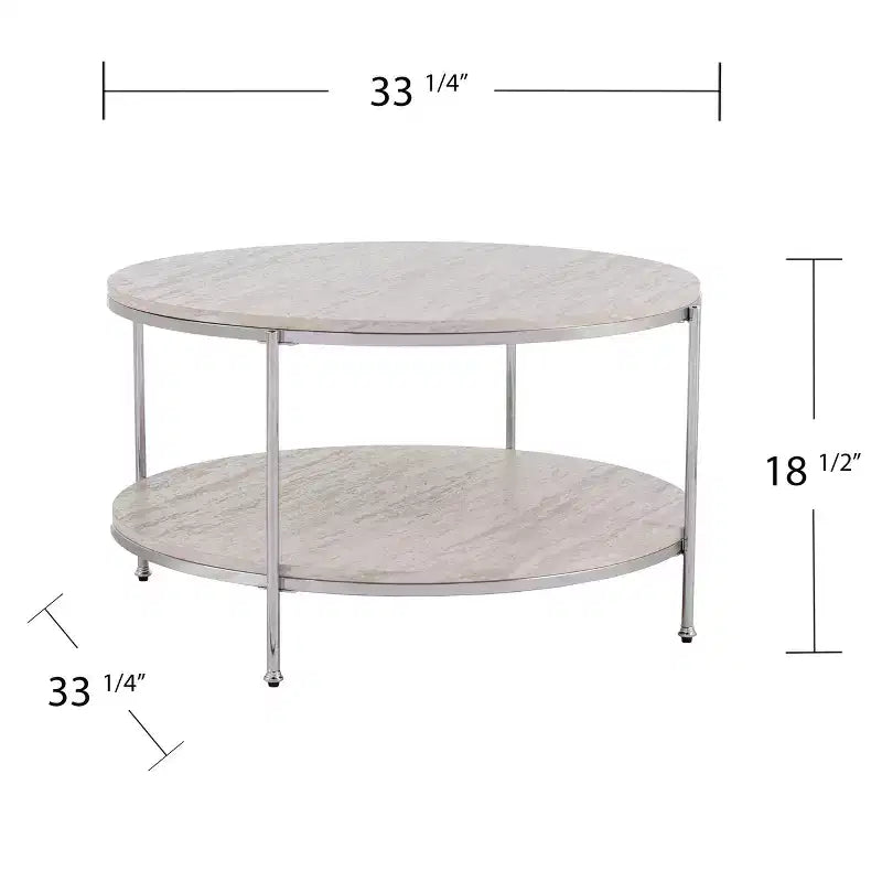 Silas Round Faux Stone Cocktail Table - Charcoal - SEI