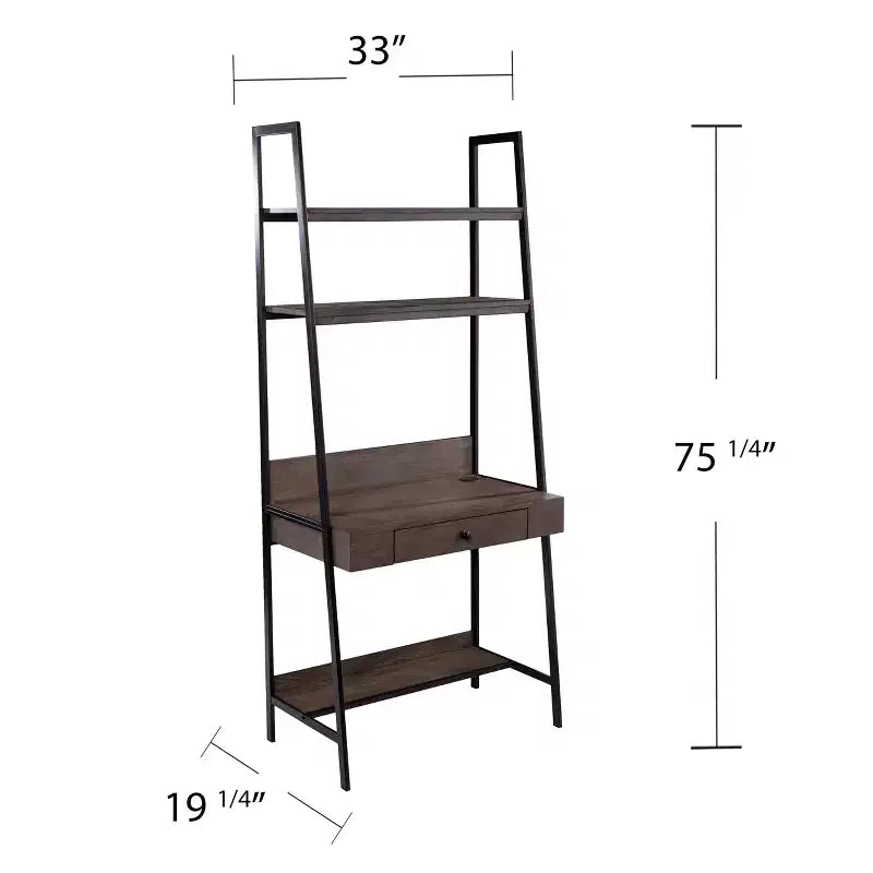 Lizvan Industrial Ladder Desk with Storage - Grey - SEI