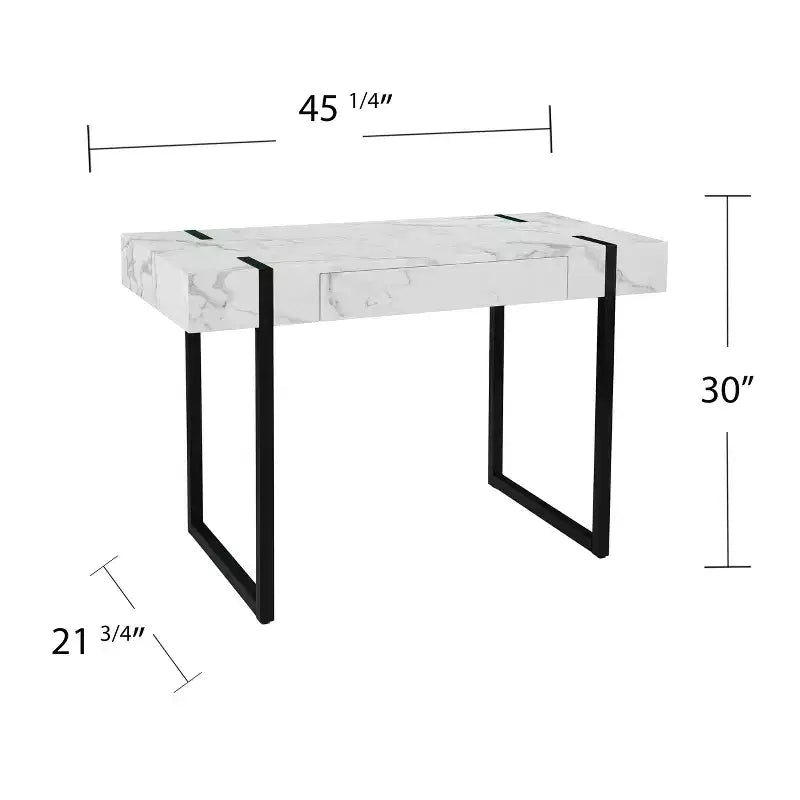 Rangley Modern Faux Marble Desk - White - SEI