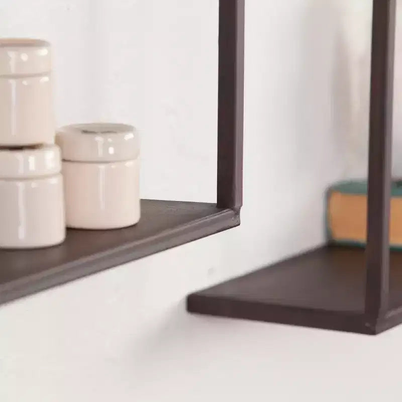 Holly & Martin Zyther Metal Wall Shelves - 4pc Set - Antique Black/Brown - SEI